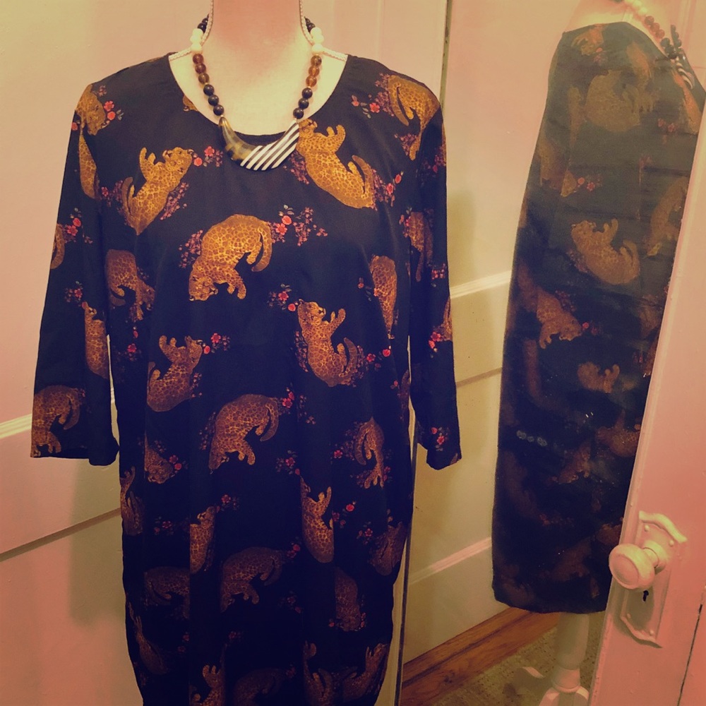 Junarose ASOS 18 Floral Cheetah Print Shift Dress